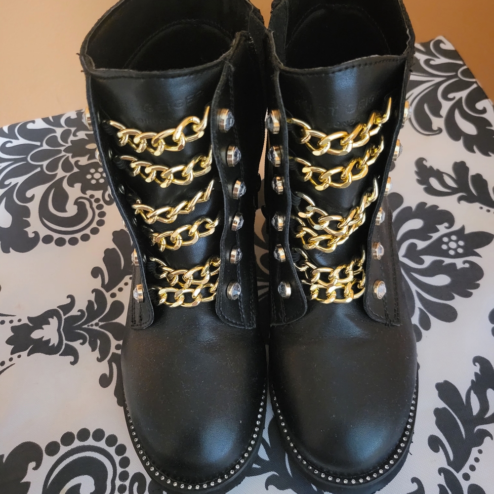 Kurt Geiger Black and Gold Kid's Boots - Picture 2 of 4